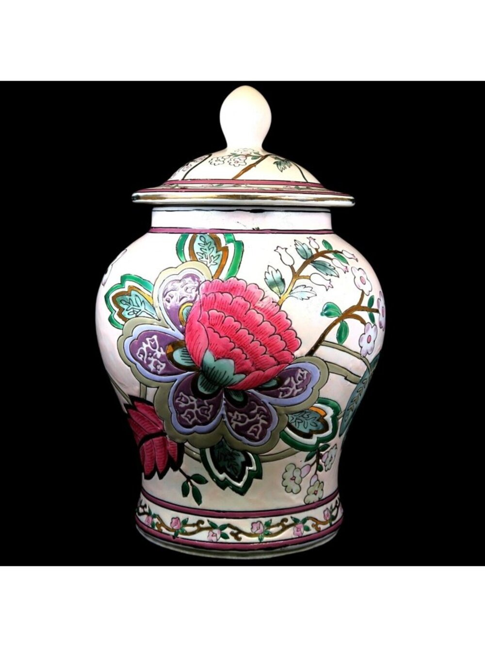 JCPenney Classic Traditions Ceramic Chinoiserie Ginger Jar Vintage 1980s - Picture 1 of 4